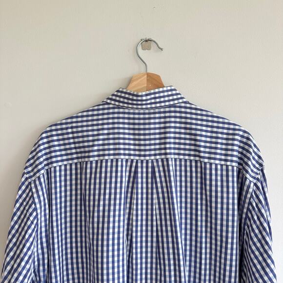 Peter Millar Weekender Finish Gingham Long Sleeve Button Up Shirt Blue XL - Picture 6 of 7